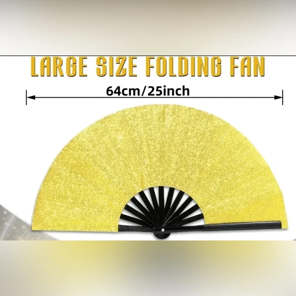 Elegant Gold Glitter Hand Fan- New